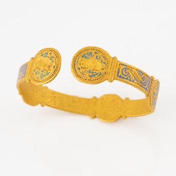 A presumably modern Byzantine-style gold and enamel bracelet.