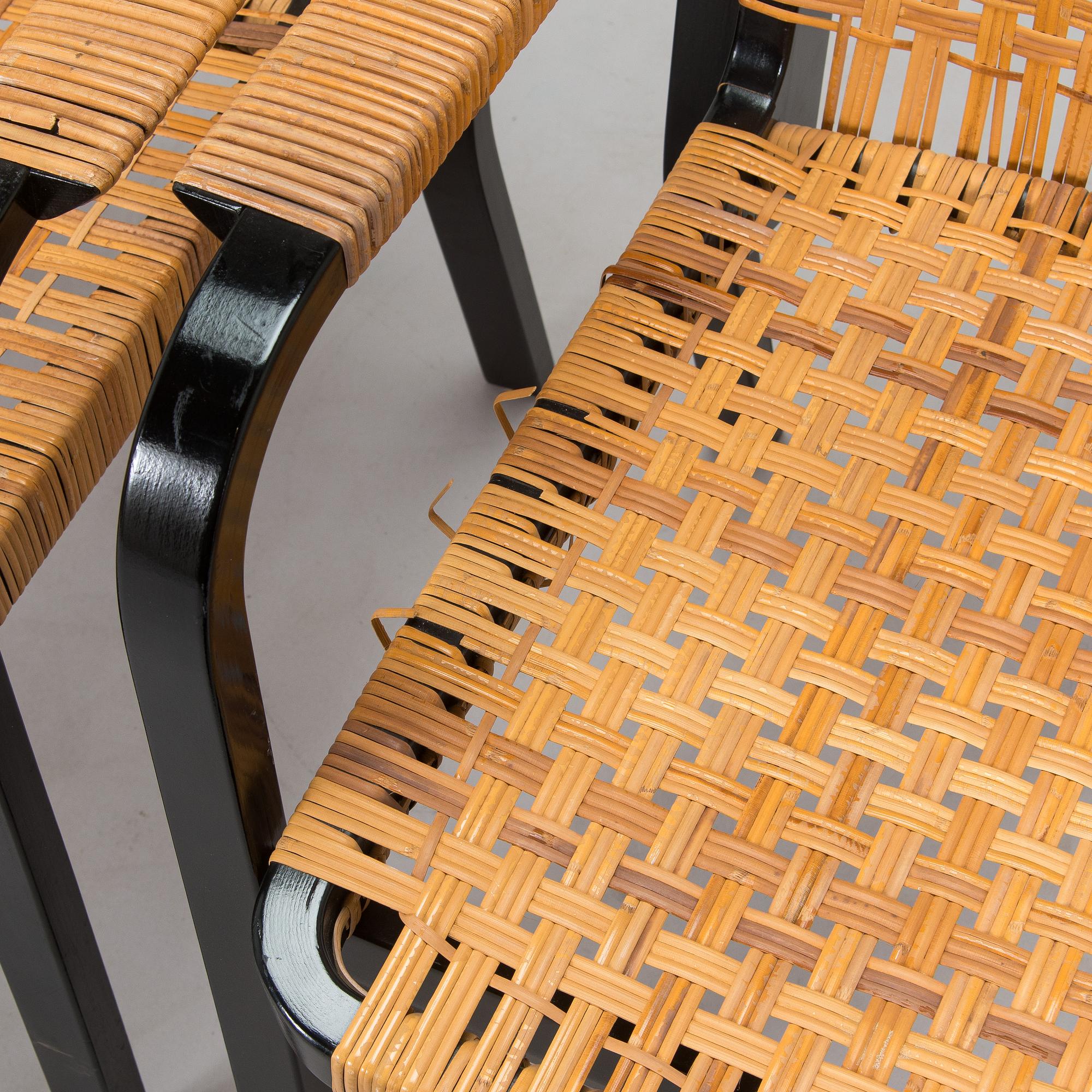 Alvar Aalto, nojatuoleja, 6 kpl, malli 45, Artek 1970-luku.