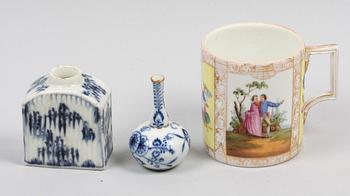 PARTI PORSLIN, 3 delar, bl a Meissen, 1800/1900-tal.