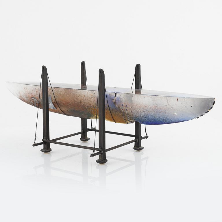 Bertil Vallien, unik skulptur, båt,  Kosta Boda.