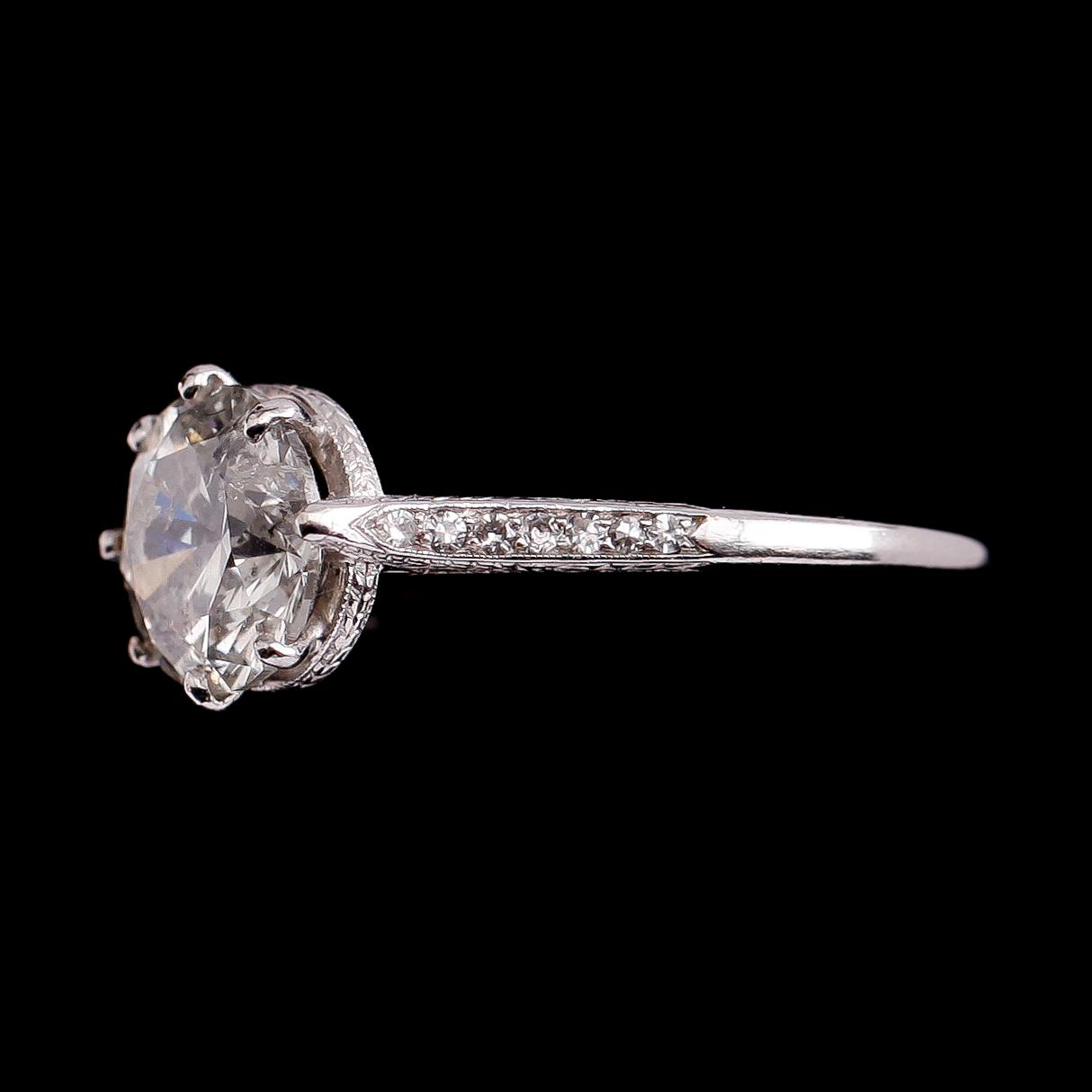 RING, platina, solitär briljantslipad diamant ca 2.52 ct.