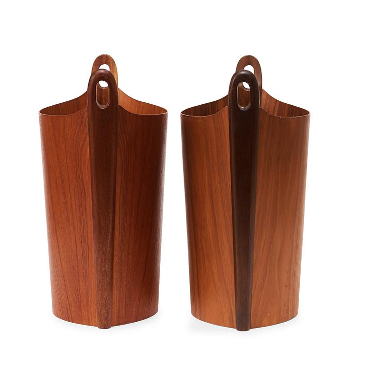 Two PS Heggen teak waste paper bins, Nordfjordeid, Norway 1960's.