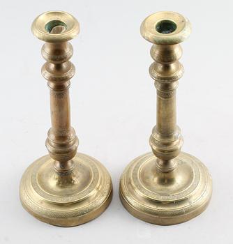LJUSSTAKAR, 1 par, senempire, brons, 1800-talets första hälft.