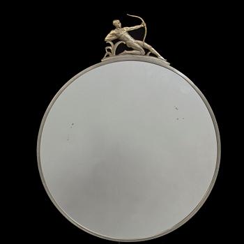 Mirror, Art deco, 30-40s, archery, pewter.