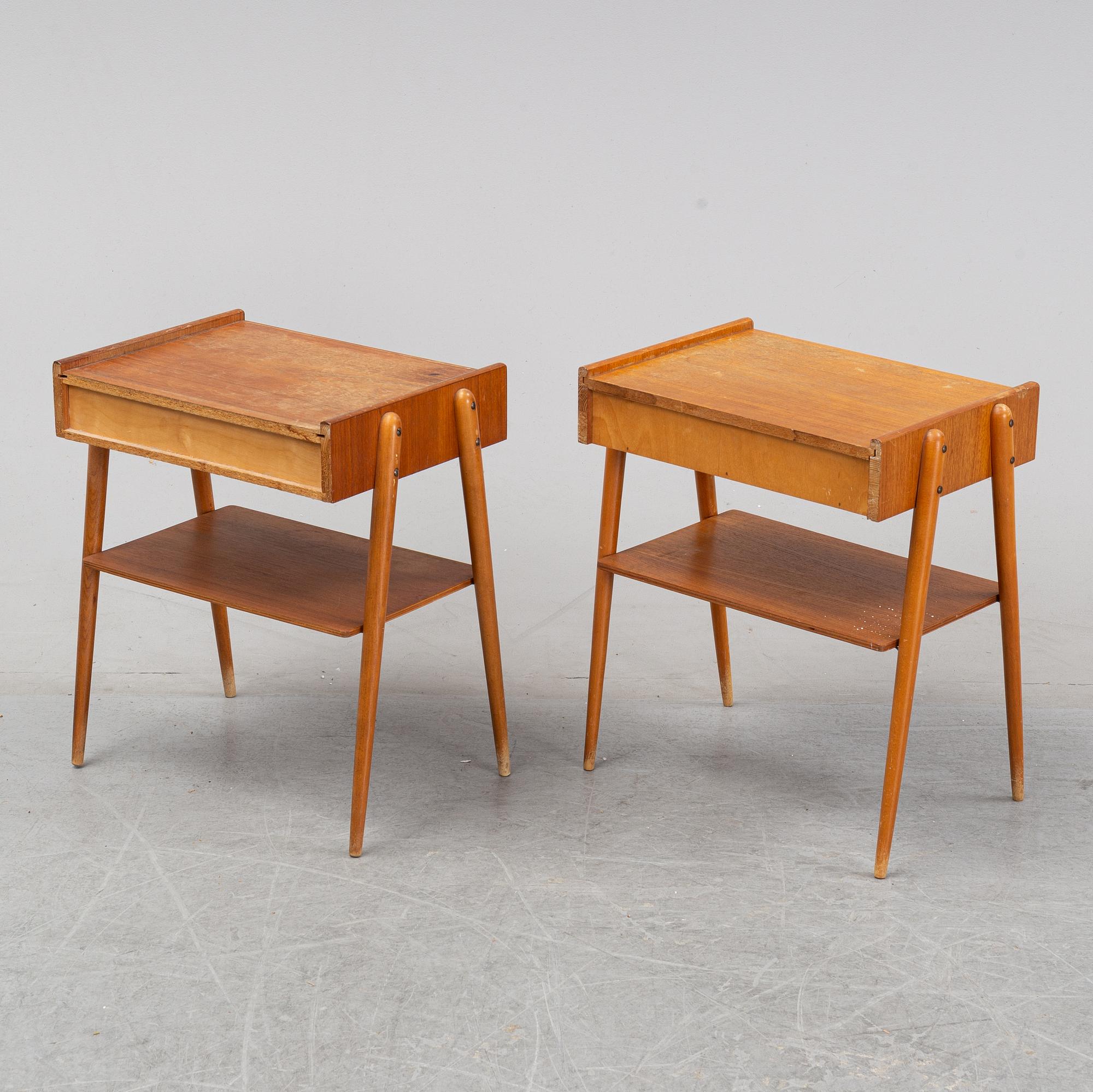 A pair of teak bedside tables, AB Carlströms & Co Möbelfabrik, 1950's/60's.