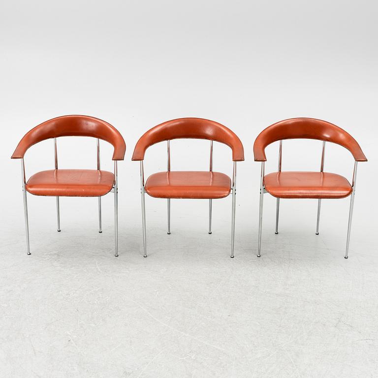 A set of three arm-chairs by G Vegni and G Gualterotti, 'P40', Fasem, 1980's.