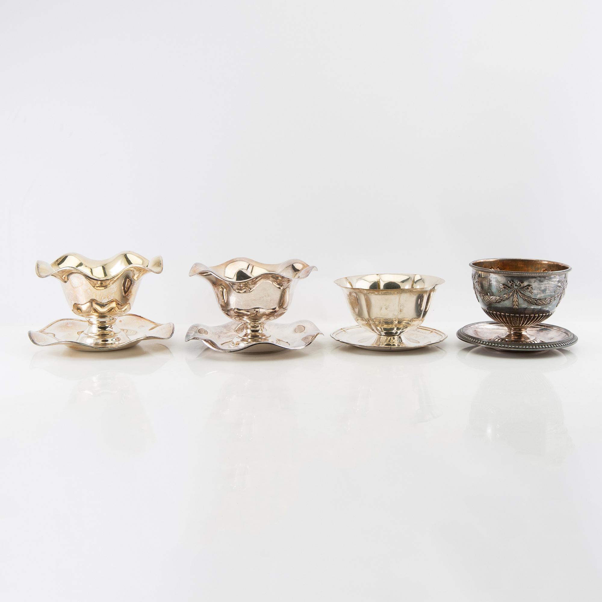 Sauce bowls 4 pcs, silver-plated, first half of the 20th century.