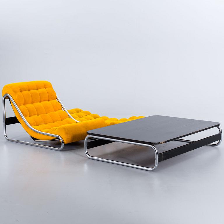 A Gillis Lundgren IKEA Impala armchair and table, 1972.