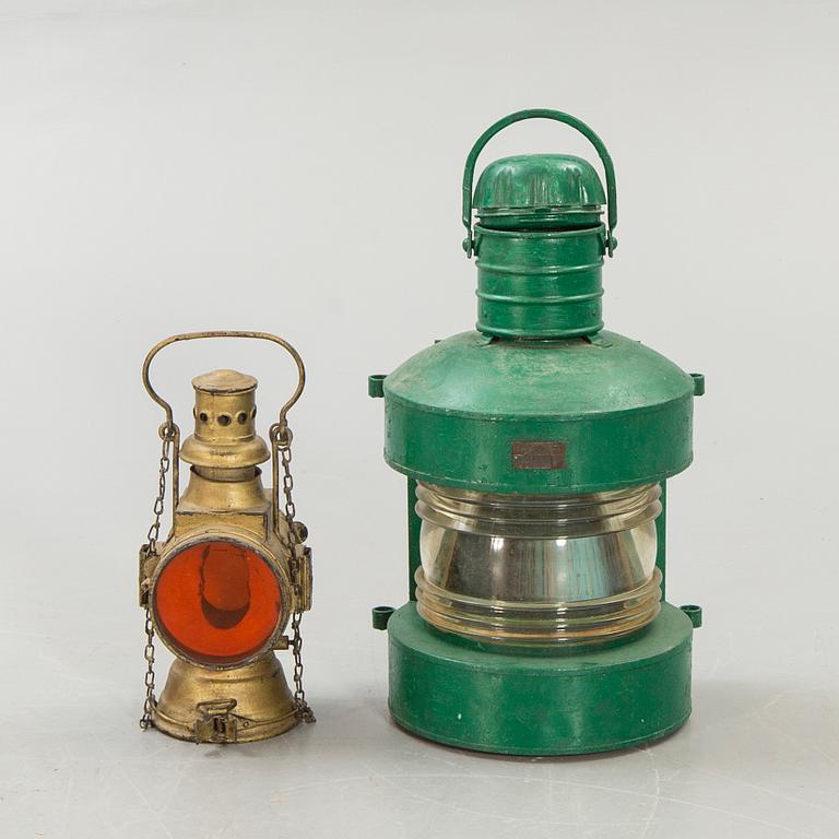 An early 1900s lantern and railway lantern.