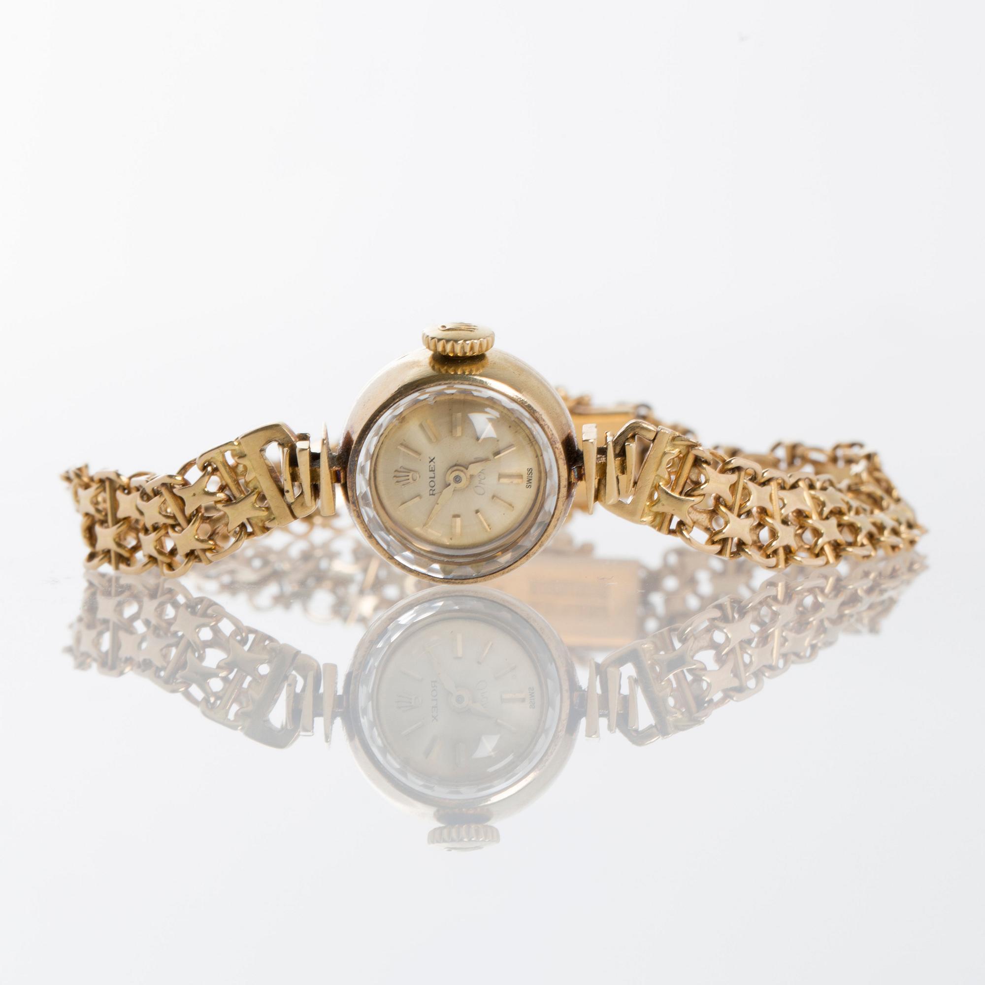 ARMBANDSUR, Rolex, Orchid, 1960 - tal. 18K guld. Ej original X-länk, total vikt ca 20 g.