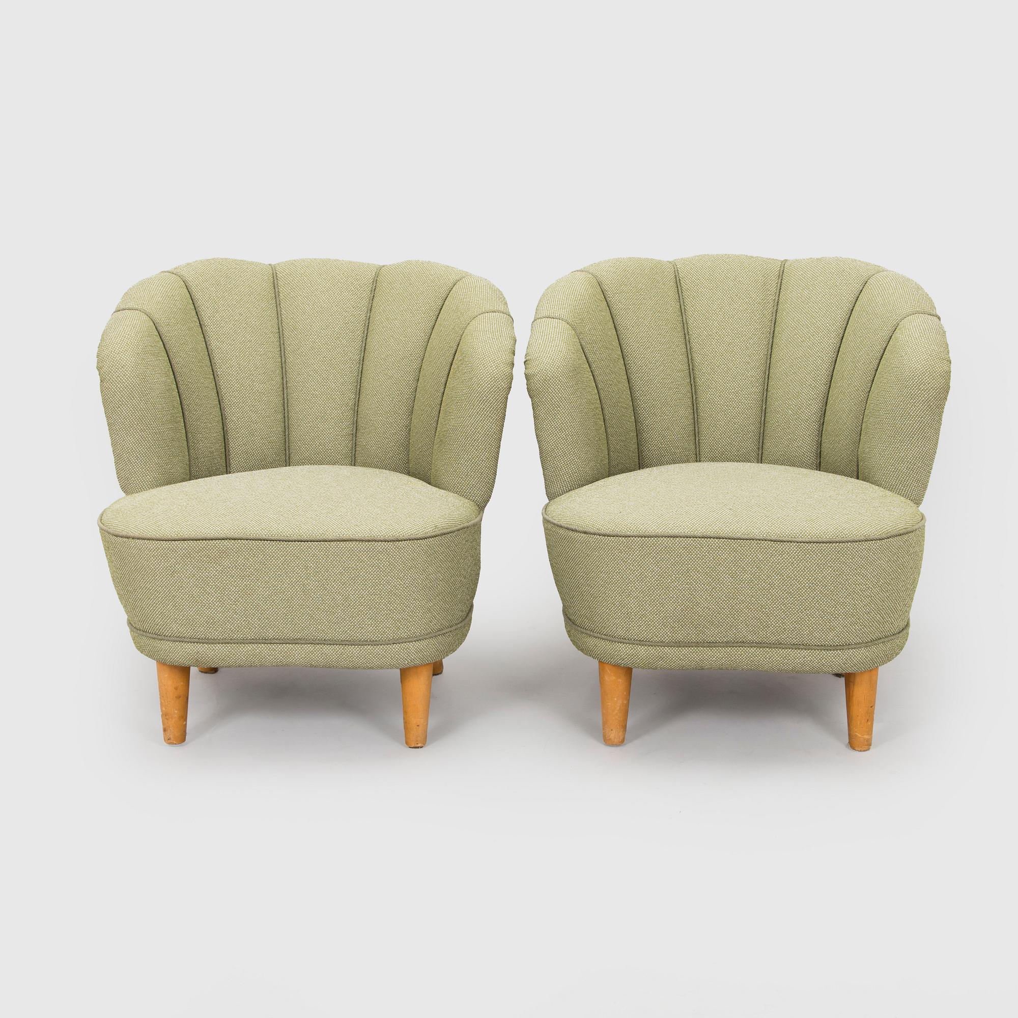 A 1950s pair of armchairs "Elisabeth" for Asko Finland.