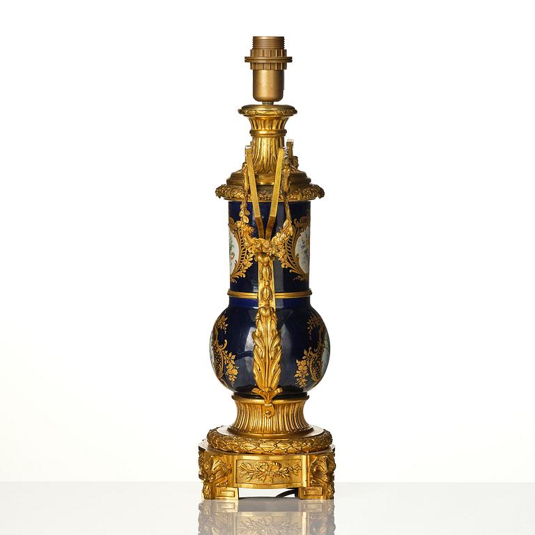 A 'Sèvres' gilt bronze table lamp, France, circa 1900.