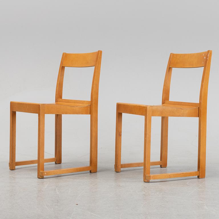 A set of six birch chairs, 'Orkesterstolen', designed by Sven Markelius, mid 20th Century.