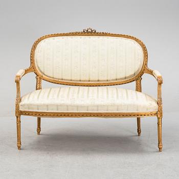 Soffa samt stolar, gustaviansk stil 1800-talets slut.