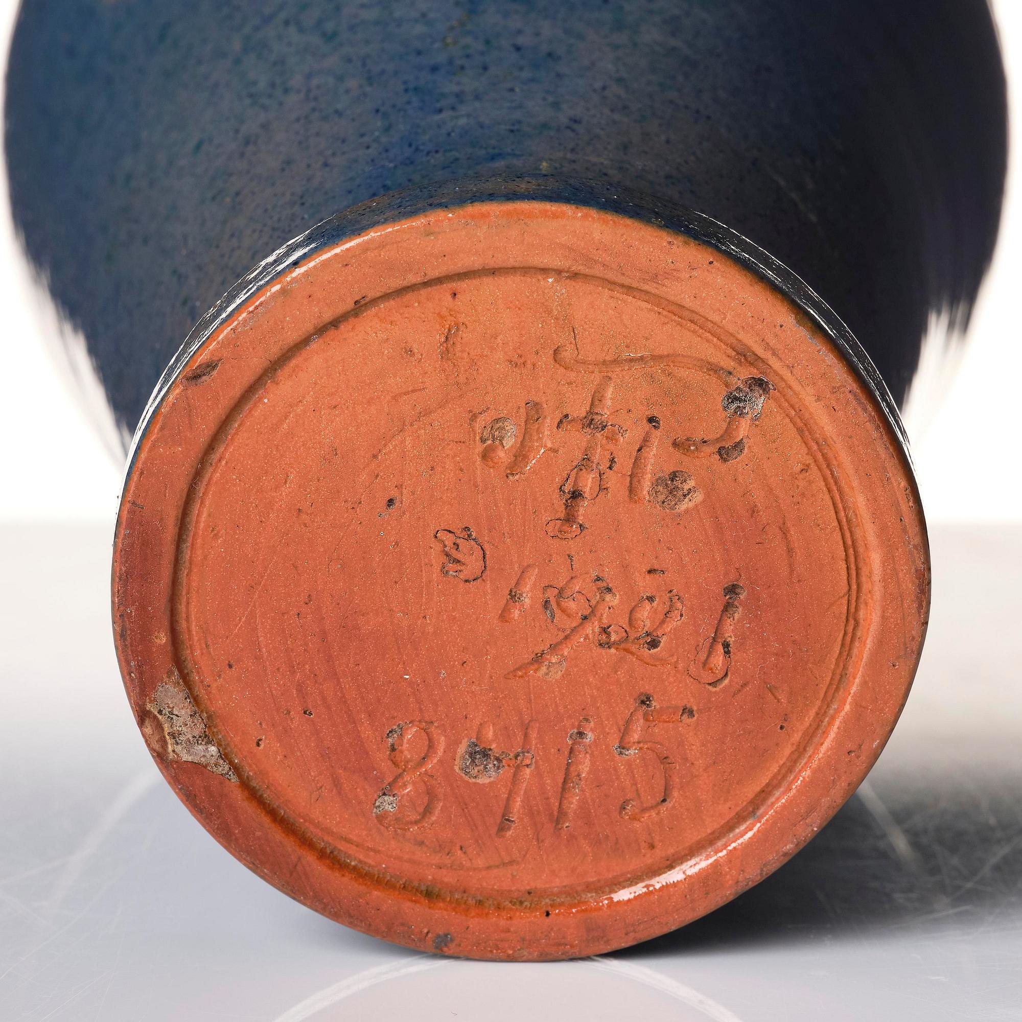 Hilma Persson-Hjelm, a glazed earthenware art nouveau vase, executed in her own studio, Arvika, 1921. No 8415.