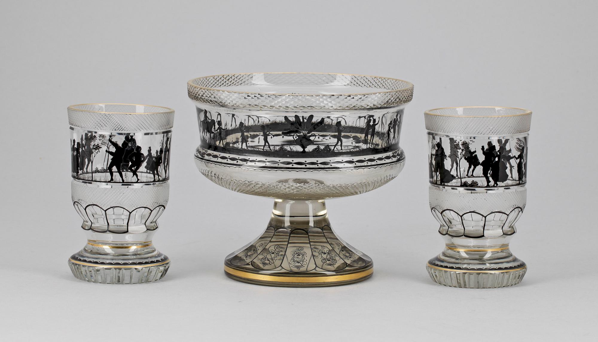 PARTI GLAS, 3 delar, Böhmen, 1800/1900-tal.
