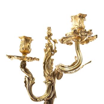 A pair of Rococo style gilded wall scones late 19th century-early 20th century.