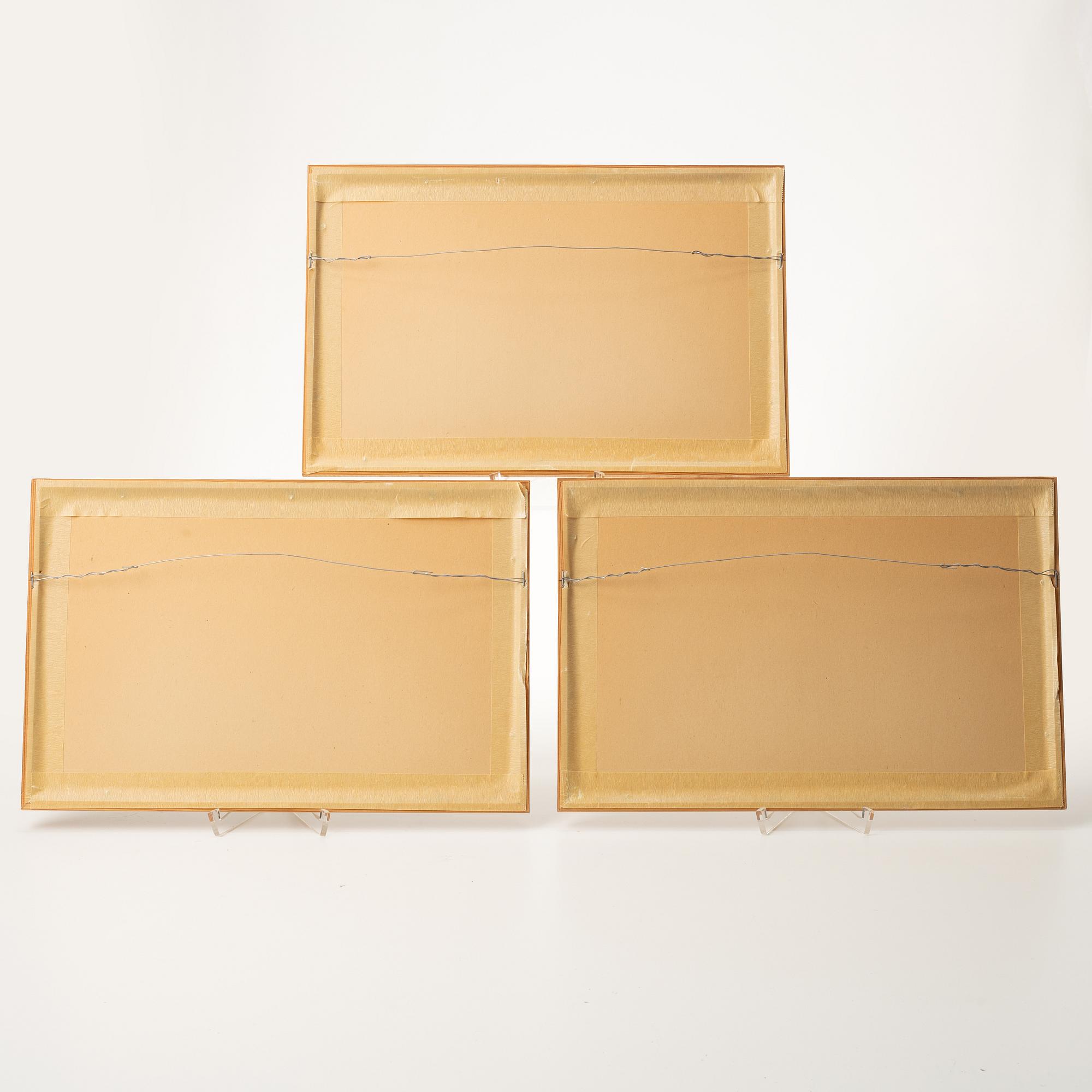 Målningar, tre stycken, Kina, sen Qingdynasti/omkring 1900.