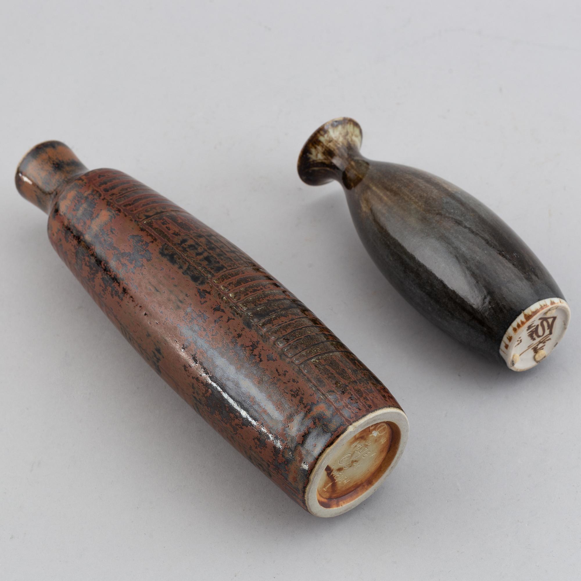 Carl-Harry Stålhane, two glazed stoneware vases, Rörstrand and Designhuset.