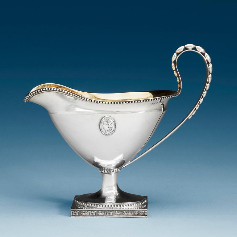 A Swedish 18th century parcel-gilt cream-jug, marks of Daniel Elfboms widow, Gävle 1792.