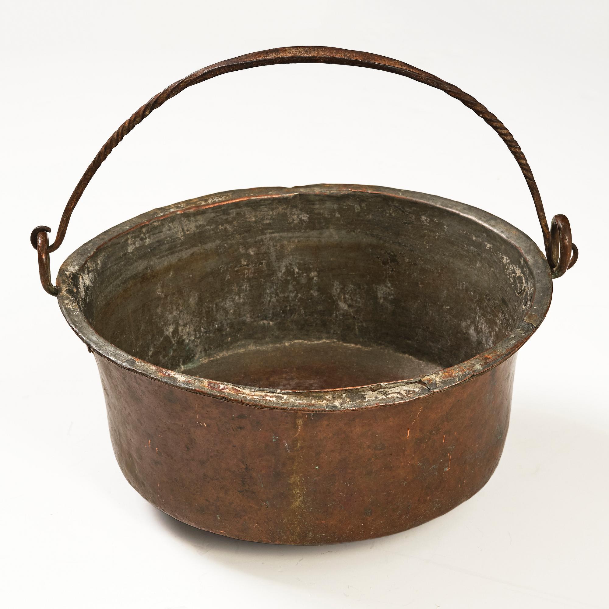A Swedish copper cauldron, 18th century.
