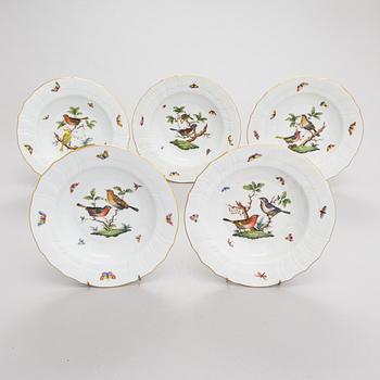 A 14-piece set of Herend 'Rotchild Bird' porcelain tableware, Hungary 1970s-1980s.
