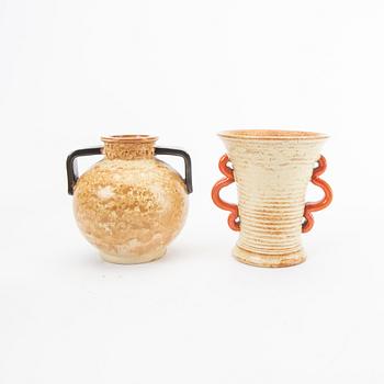 A set of nine different vases from Höganäs 1930/40s.