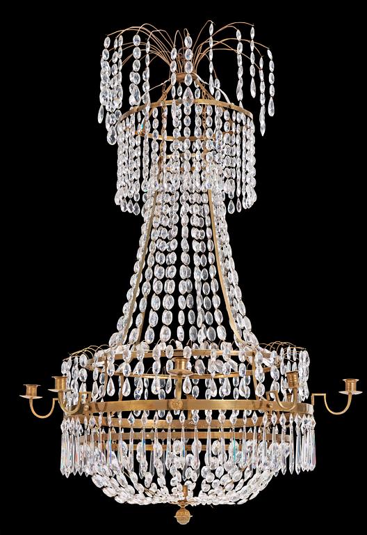 A late Gustavian circa 1800 nine-light chandelier.