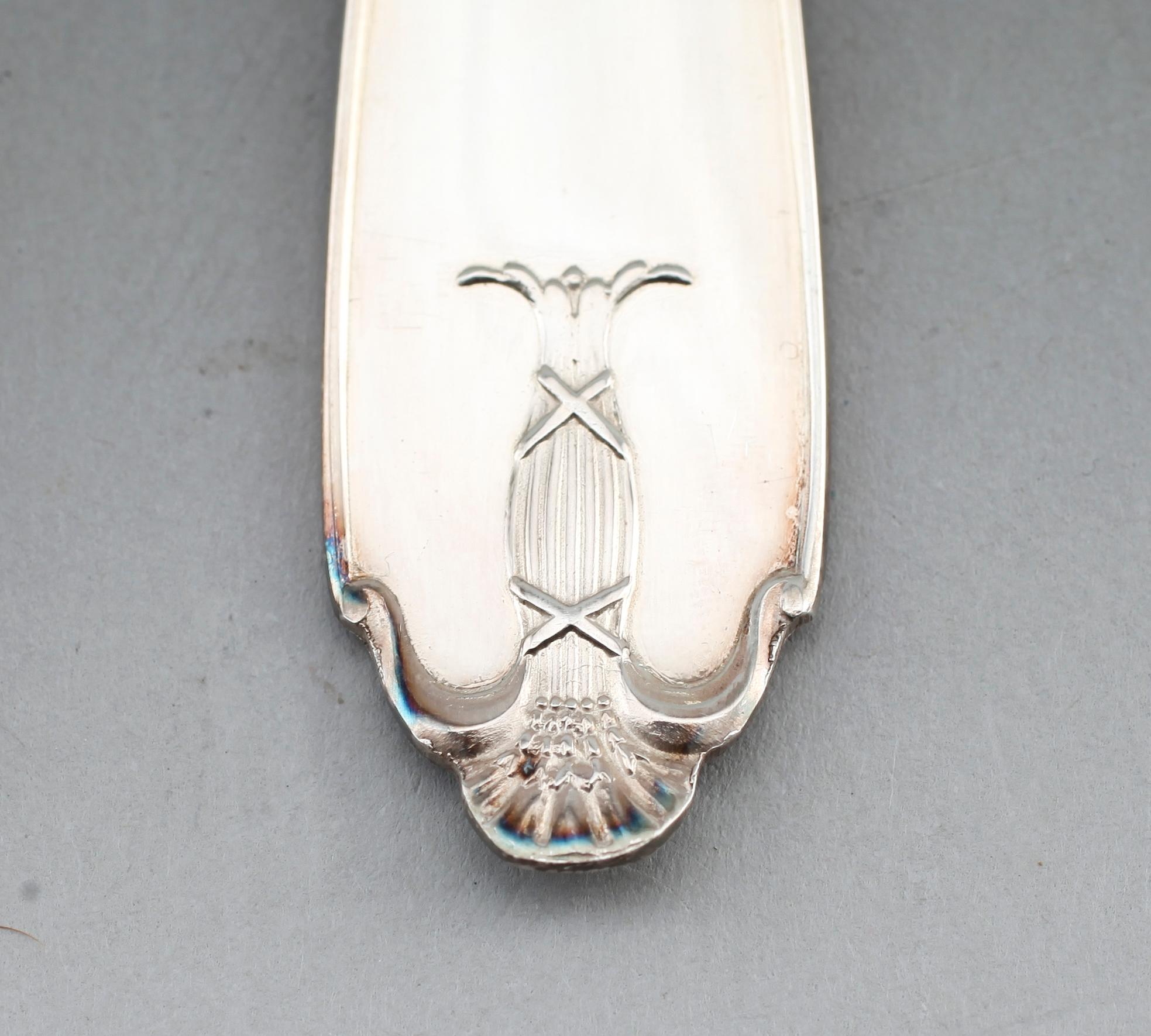 BESTICK, 15 delar, silver, GAB, Stockholm 1940-tal. Total vikt med stålblad ca 720 g.