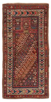 365. An antique Kazak Prayer rug, south Caucasus, c.. 184 x 89 cm.