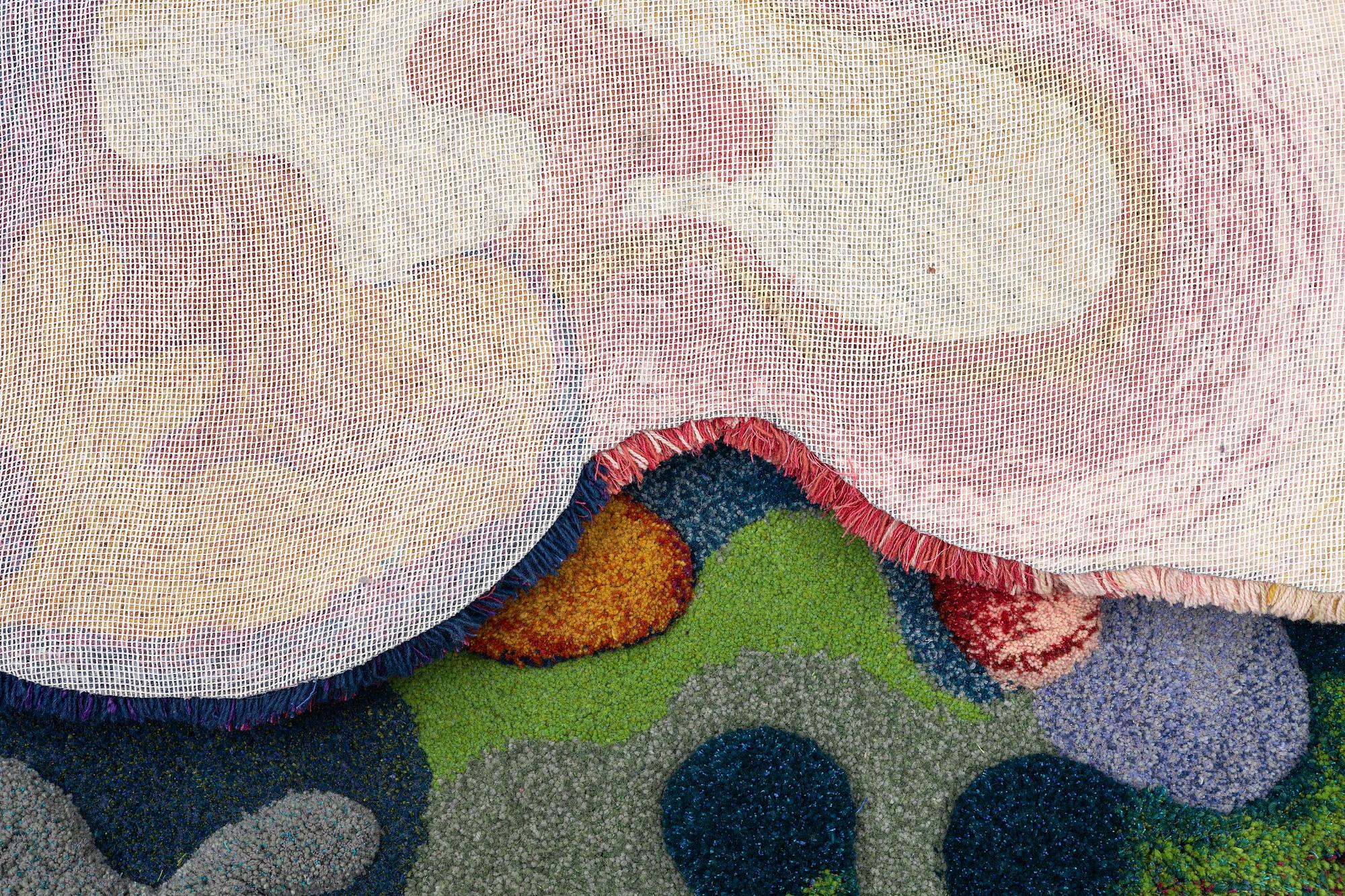 Camilla Iliefski, a carpet, "Chromatic Thoughts" hand-tufted and cut in relief , c 135 x 135 cm.
