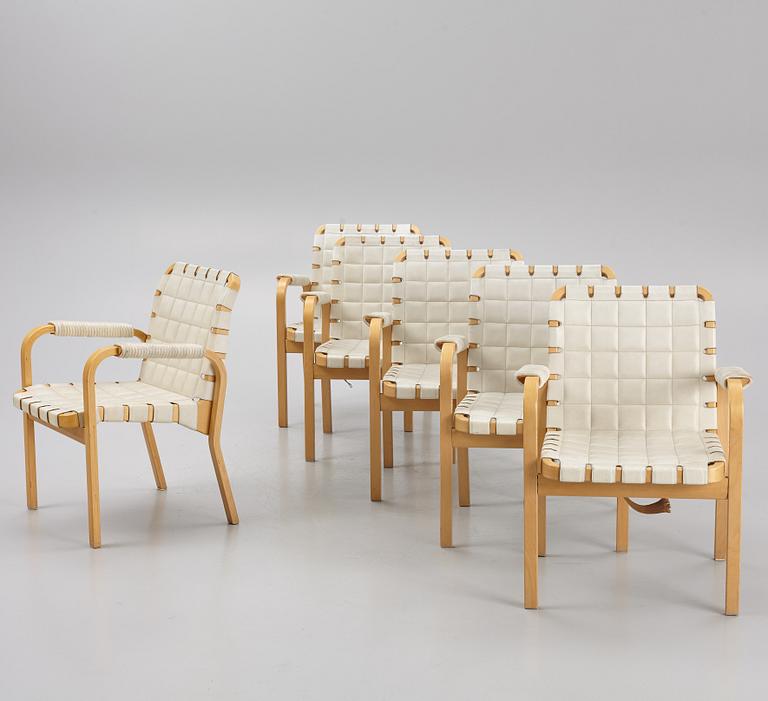 Alvar Aalto, six model 45 armchairs, Artek, Finladn, 1960's/70's.