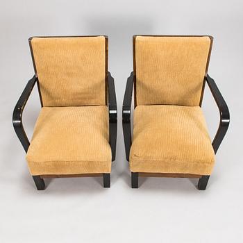 A pair of 1930s 'Panu' armchairs model 234, Asko Finland.