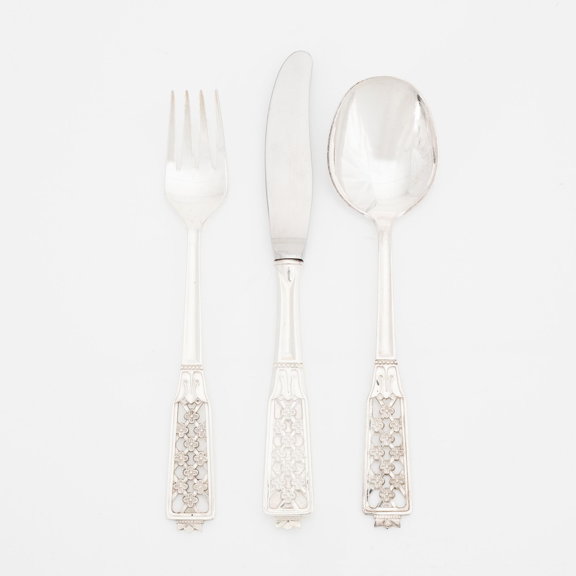 Bestickservis, 36 delar, silver, modell Princess, Ceson, Göteborg 1977.