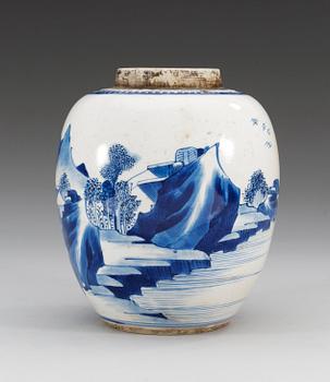 A blue and white ginger jar, Qing dynasty, Kangxi (1662-1722).