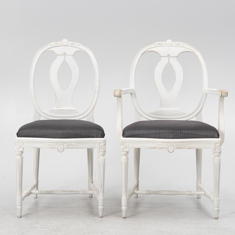 Matsalsgrupp, 13 delar, gustaviansk stil, 1900-talets andra hälft.