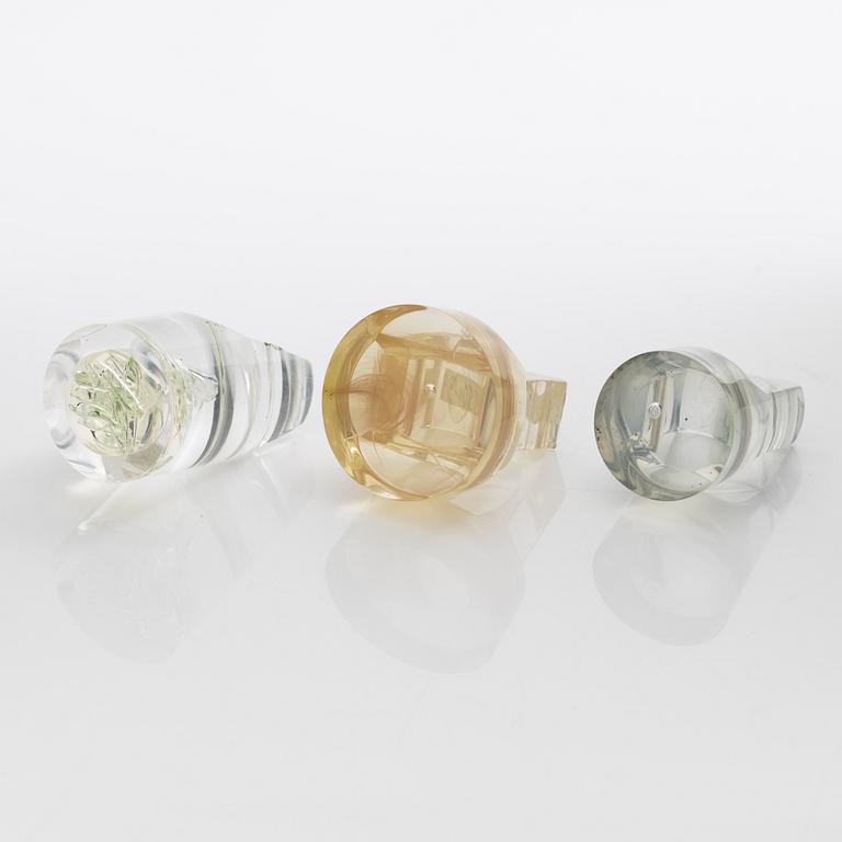 Siv Lagerström, three acrylic rings, 1970s.
