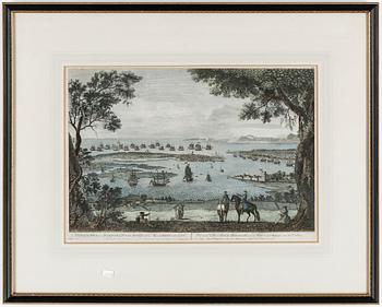 KOPPARSTICK, 2 st, kolorerade, Paulus Constantijn la Fargue, Nederländerna, 1800-tal.