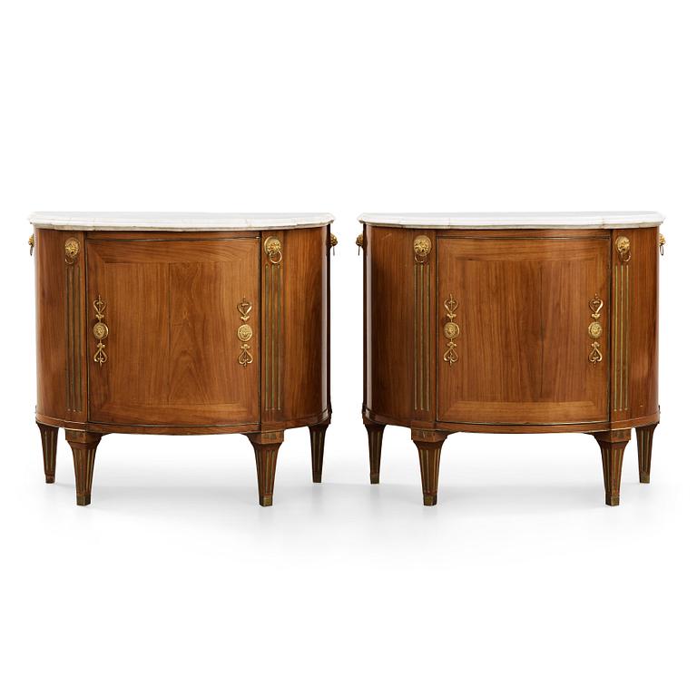 A pair of late Gustavian cupboards attributed to Gottlieb Iwersson (master in Stockholm 1778-1813), circa 1790.