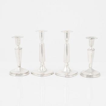 2+2 Swedish Silver Candlesticks, Tore Eldh, Ceson, Gothenburg 1972 and GAB, Stockholm 1960.