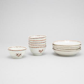 A set of five tea cups with stands, Qing dynasty, Qianlong (1736-95).