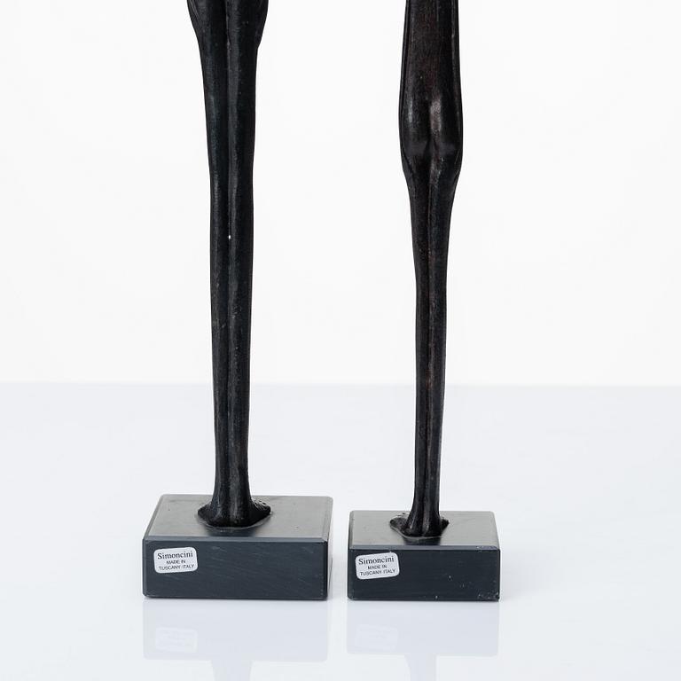 Unkown artist, a set of two bronze sculptures, copy by Museo Guarnacci, 20th century.