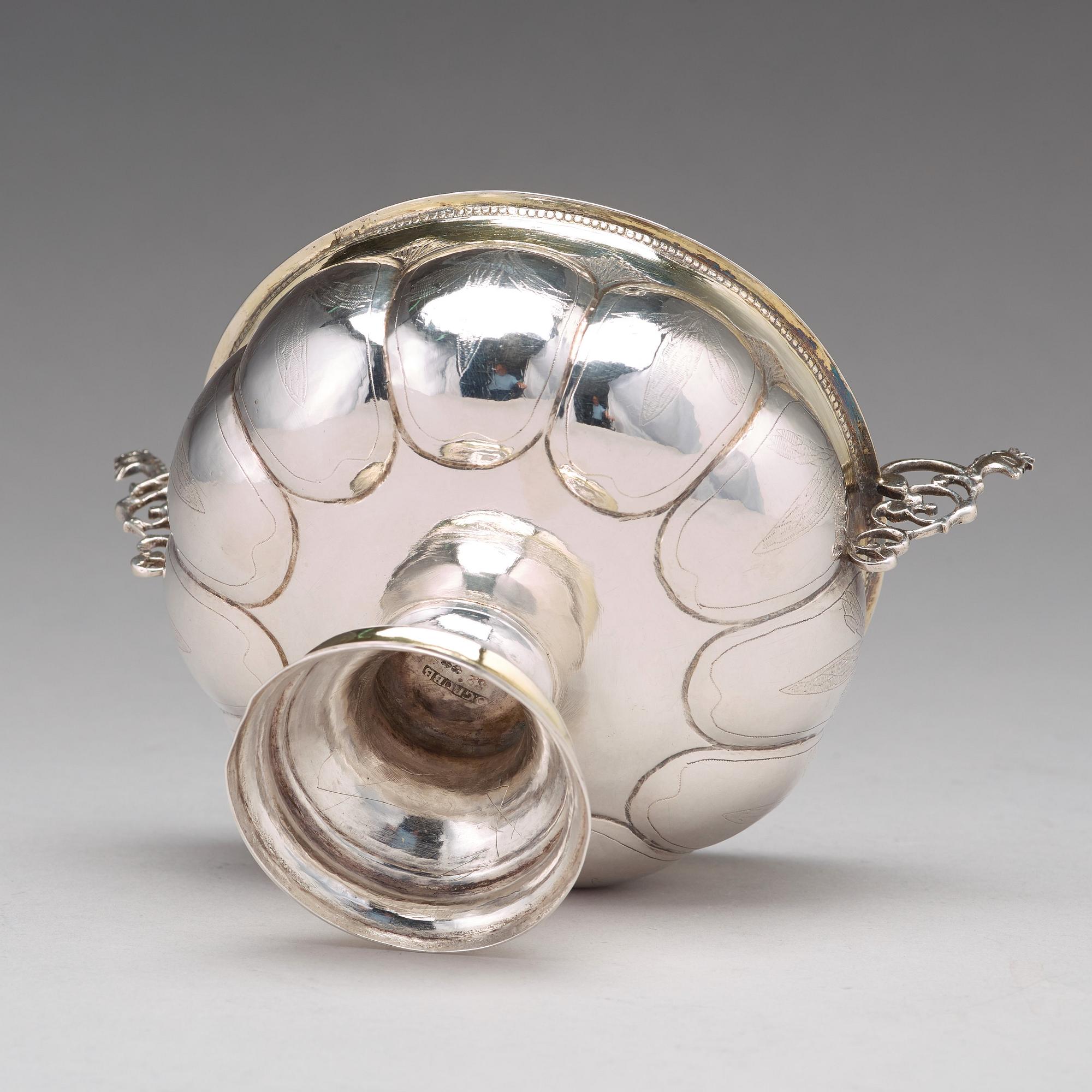 Olof Grubb, brännvinsskål, silver Hudiksvall 1800.
