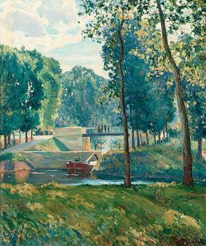 Gustave (Gustaf) Albert, Le Canal du Midi, paysage d'été.