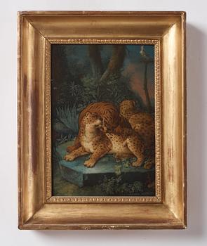 Johann Melchior Roos, Landscape with bears/leopards, a pair.