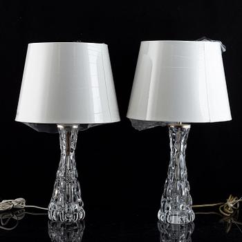 Carl Fagerlund, bordslampor, ett par, glas, Orrefors.