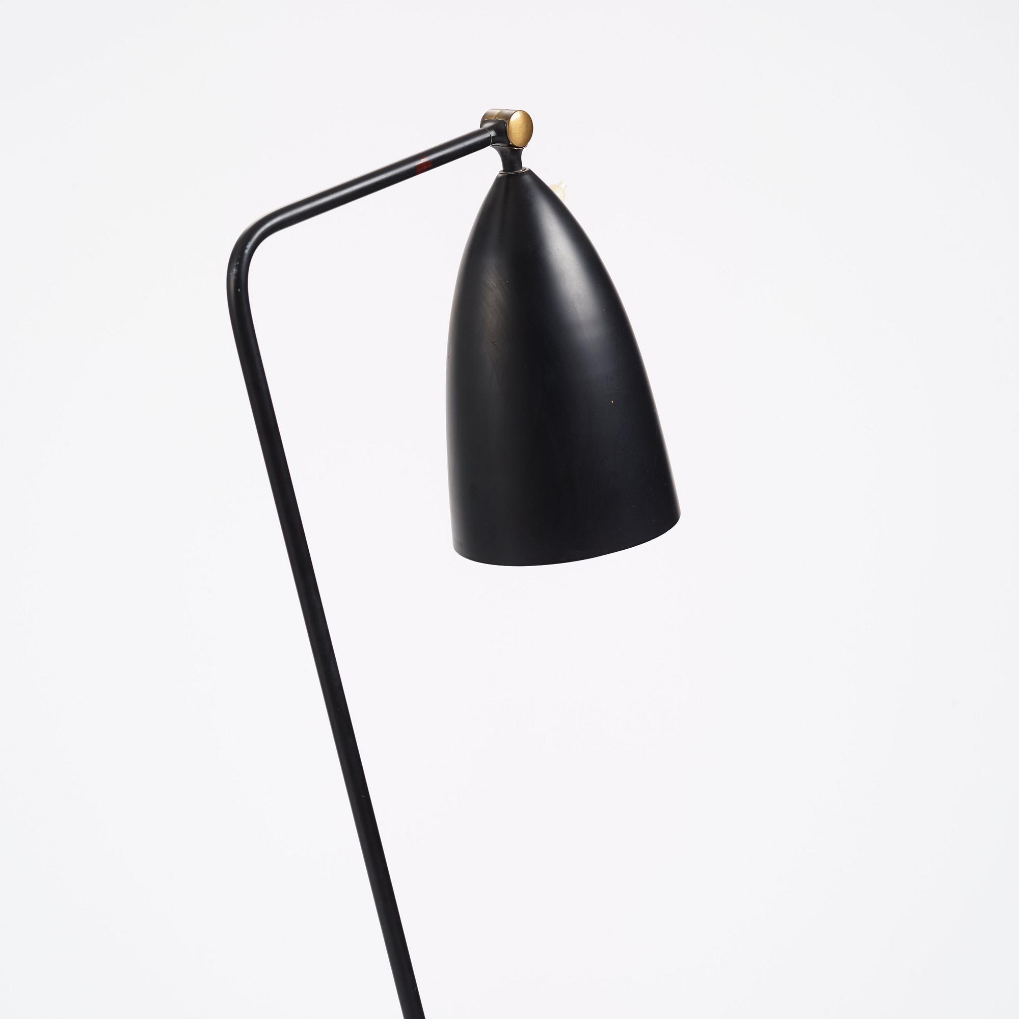Greta Magnusson Grossman, a black lacquered 'G-33' / Grasshopper floor light, Bergboms, Malmö, Sweden 1950s.