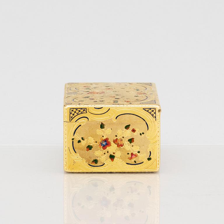 A late 18th century gold and enamel box, possibly Hanau.