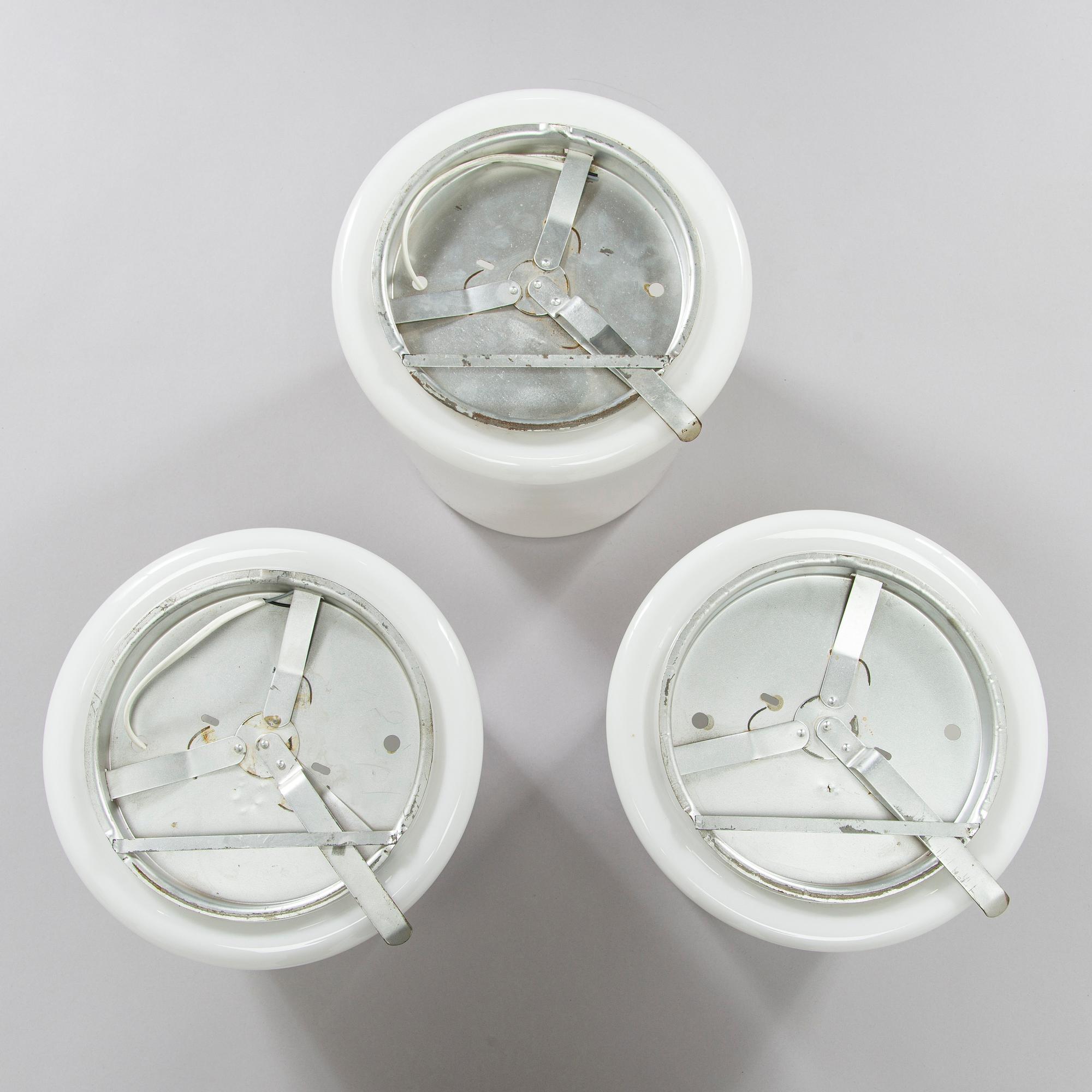 Paavo Tynell, three of mid-20th-century 80112-25 ceiling lamps for Idman.