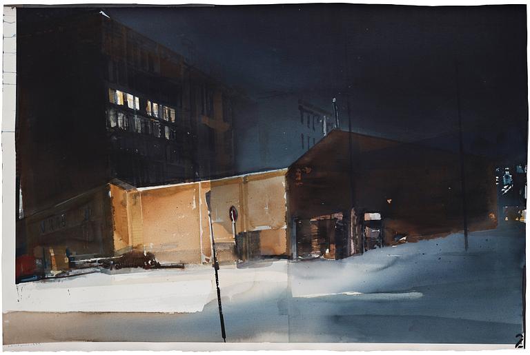 Lars Lerin, signed and dated 1999. Watercolour on paper.